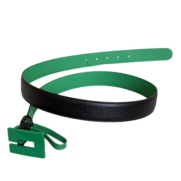 Gucci 709974 Unisex Black Leather Belt with Ceramic Green G Buckle, 100 or 105 - Picture 15 of 15
